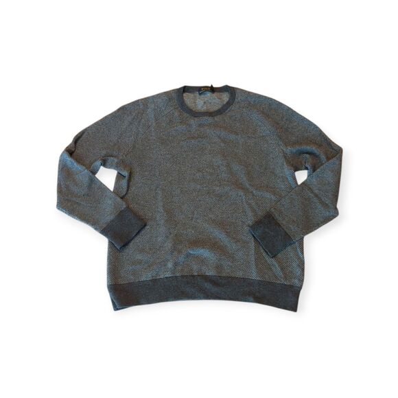 Polo Ralph Lauren Sweater Mens Large Gray Stripes Merino Wool Preppy - Picture 1 of 10